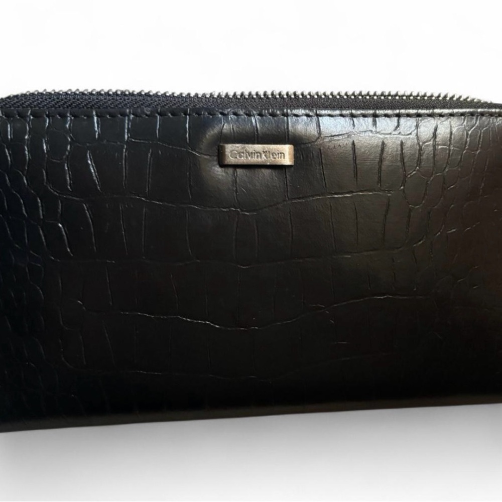 Calvin Klein Black Croc-Patterned Clutch